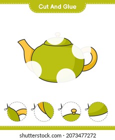 Cut and glue, cut parts of Teapot and glue them. Educational children game, printable worksheet, vector illustration