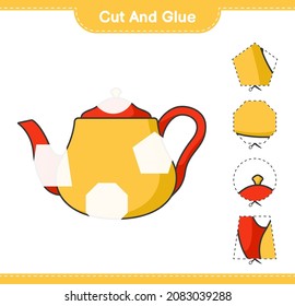 Cut and glue, cut parts of Teapot and glue them. Educational children game, printable worksheet, vector illustration
