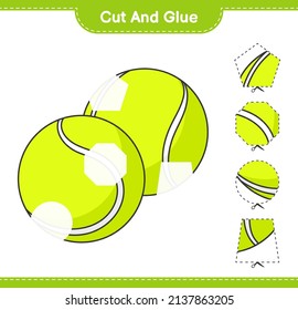 Cut and glue, cut parts of Tennis Ball and glue them. Educational children game, printable worksheet, vector illustration