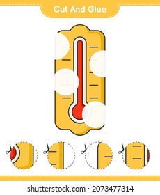 Cut and glue, cut parts of Thermometer and glue them. Educational children game, printable worksheet, vector illustration