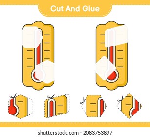 Cut and glue, cut parts of Thermometer and glue them. Educational children game, printable worksheet, vector illustration