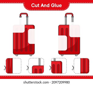 Cut and glue, cut parts of Travel Bag and glue them. Educational children game, printable worksheet, vector illustration