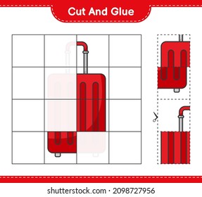 Cut and glue, cut parts of Travel Bag and glue them. Educational children game, printable worksheet, vector illustration