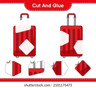 Cut and glue, cut parts of Travel Bag and glue them. Educational children game, printable worksheet, vector illustration