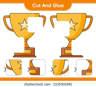 Cut and glue, cut parts of Trophy and glue them. Educational children game, printable worksheet, vector illustration