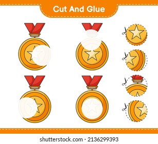 Cut and glue, cut parts of Trophy and glue them. Educational children game, printable worksheet, vector illustration