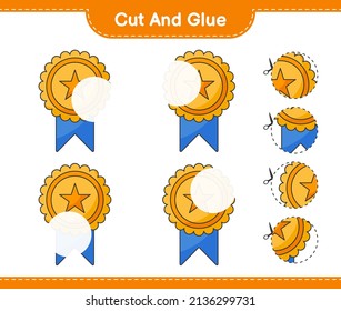 Cut and glue, cut parts of Trophy and glue them. Educational children game, printable worksheet, vector illustration