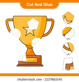 Cut and glue, cut parts of Trophy and glue them. Educational children game, printable worksheet, vector illustration