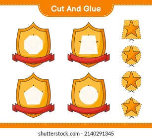 Cut and glue, cut parts of Trophy and glue them. Educational children game, printable worksheet, vector illustration