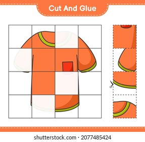 Cut and glue, cut parts of T-shirt and glue them. Educational children game, printable worksheet, vector illustration