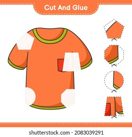 Cut and glue, cut parts of T-shirt and glue them. Educational children game, printable worksheet, vector illustration