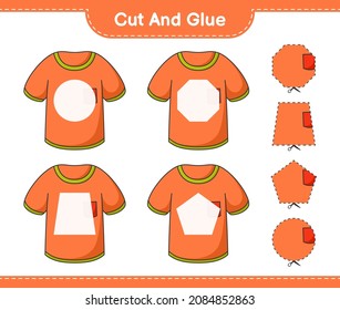 Cut and glue, cut parts of T-shirt and glue them. Educational children game, printable worksheet, vector illustration