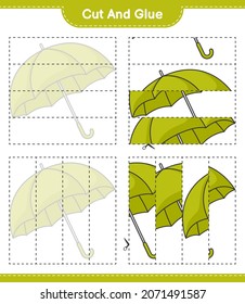 Cut and glue, cut parts of Umbrella and glue them. Educational children game, printable worksheet, vector illustration
