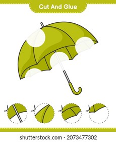 Cut and glue, cut parts of Umbrella and glue them. Educational children game, printable worksheet, vector illustration