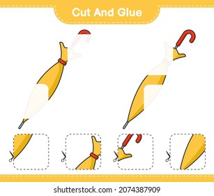 Cut and glue, cut parts of Umbrella and glue them. Educational children game, printable worksheet, vector illustration