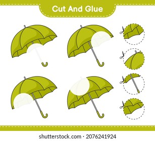 Cut and glue, cut parts of Umbrella and glue them. Educational children game, printable worksheet, vector illustration