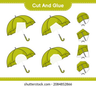 Cut and glue, cut parts of Umbrella and glue them. Educational children game, printable worksheet, vector illustration