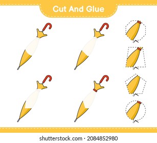 Cut and glue, cut parts of Umbrella and glue them. Educational children game, printable worksheet, vector illustration