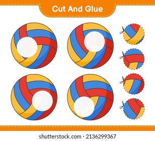 Cut and glue, cut parts of Volleyball and glue them. Educational children game, printable worksheet, vector illustration