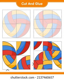 Cut and glue, cut parts of Volleyball and glue them. Educational children game, printable worksheet, vector illustration