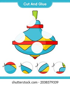 Cut and glue, cut parts of Whirligig Toy and glue them. Educational children game, printable worksheet, vector illustration