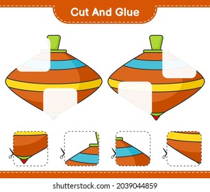 Cut and glue, cut parts of Whirligig Toy and glue them. Educational children game, printable worksheet, vector illustration
