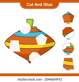 Cut and glue, cut parts of Whirligig Toy and glue them. Educational children game, printable worksheet, vector illustration