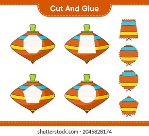 Cut and glue, cut parts of Whirligig Toy and glue them. Educational children game, printable worksheet, vector illustration