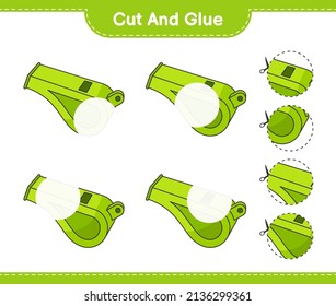 Cut and glue, cut parts of Whistle and glue them. Educational children game, printable worksheet, vector illustration