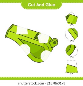 Cut and glue, cut parts of Whistle and glue them. Educational children game, printable worksheet, vector illustration
