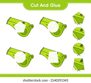 Cut and glue, cut parts of Whistle and glue them. Educational children game, printable worksheet, vector illustration