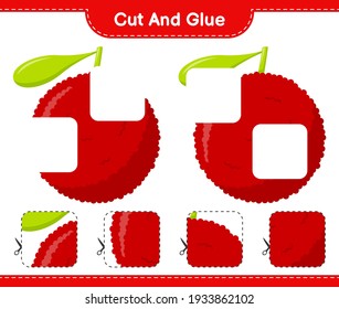 Cut and glue, cut parts of Yumberry and glue them. Educational children game, printable worksheet, vector illustration