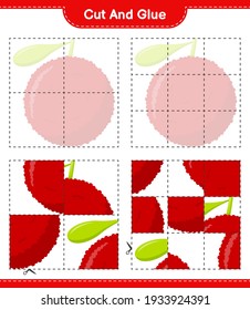 Cut and glue, cut parts of Yumberry and glue them. Educational children game, printable worksheet, vector illustration