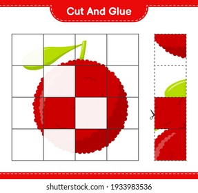 Cut and glue, cut parts of Yumberry and glue them. Educational children game, printable worksheet, vector illustration