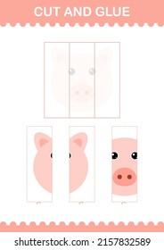 Cut and glue Pig face. Worksheet for kids