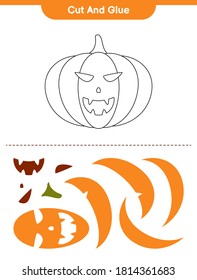 Cut and glue practice sheet, educational children game, printable worksheet, vector illustration