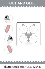Cut and glue Rabbit face. Worksheet for kids