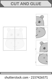 Cut and glue Rhinoceros face. Worksheet for kids