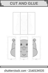 Cut and glue Rhinoceros face. Worksheet for kids