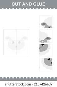 Cut and glue Sheep face. Worksheet for kids