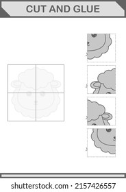 Cut and glue Sheep face. Worksheet for kids