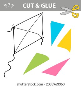 Cut and glue - Simple game for kids. Funny kite. Education paper game for preshool children. Vector illustration.