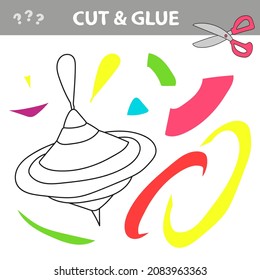 Cut and glue - Simple game for kids. Cut parts of Whirligig Toy and glue them. Educational children game, printable worksheet, vector illustration