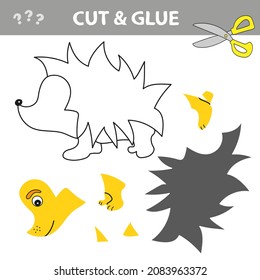 Cut and glue - Simple game for kids. Cut and Paste Worksheet -Hedgehog.