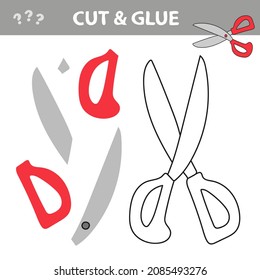Cut and glue - Simple game for kids. Scissors. Restore the picture inside the contour. Easy educational paper game for kids. Simple kid application