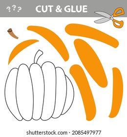 Cut and glue - Simple game for kids. Education paper game for children, Pumpkin. Use scissors and glue to create the image.