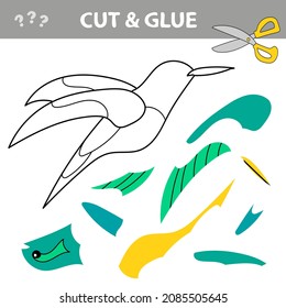 Cut and glue - Simple game for kids. Use scissors and glue and restore the picture inside the contour. Simple kid application with Hummingbird