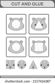 Cut and glue Skunk face. Worksheet for kids