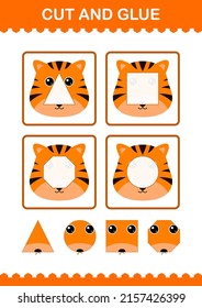 Cut and glue Tiger face. Worksheet for kids