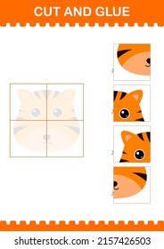 Schneiden und Kleben Tiger Gesicht. Arbeitsblatt für Kinder